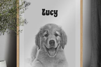 do custom pet portrait, dog portrait, cat portrait drawing