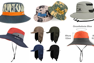 do hat and cap tech pack, bucket hat, trucker, dad cap with flat sketch design