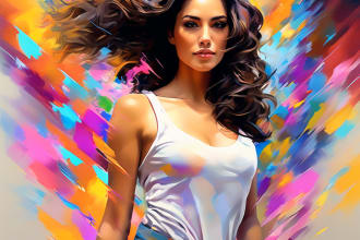 draw abstract art colorful digital oil painting portrait