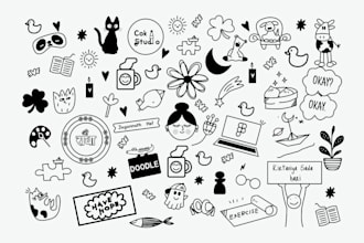 create hand drawn doodle illustrations for any purpose