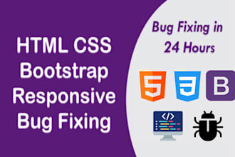 fix html css bootstrap responsive website issues in an hour