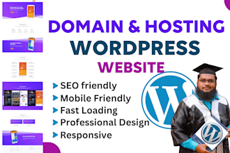 buy you a domain hosting service and build wordpress website
