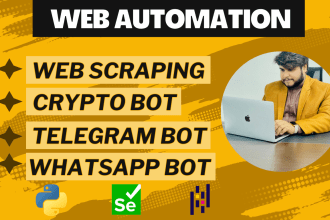 create web automation bots, web scraping by using python, selenium, pandas