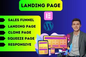 build wordpress landing page design,  sales page, or sales funnel, squeez