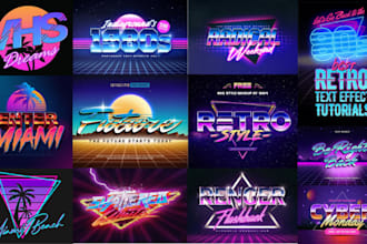 do best 80s, 90s synthwave retro logo  with vaporwave vintage chrome design