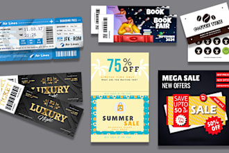 design creative sales promotion flyers, tickets, and loyalty cards