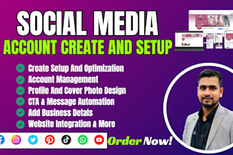 create and setup all social media account and fb business page