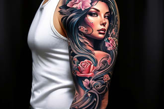 create unique custom tattoo design, tattoo sleeve