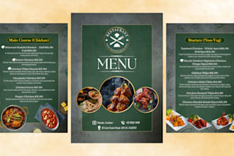 design a premium modern menu design for your restaurant