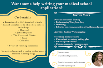 edit your medical school personal statement, by  harvard student