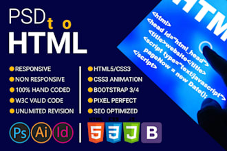 convert figma to html, PSD to html, bootstrap, tailwind css