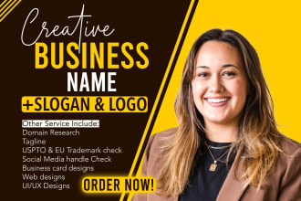 creatively craft your business name, brand logo, slogan and website