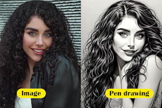 turn your photo into a comic style line art drawing