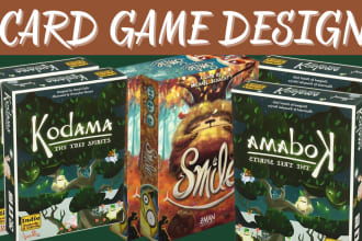 design book cover, card template illustrations for card game, and playing cards