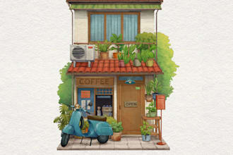 draw with watercolor for illustration and clipart