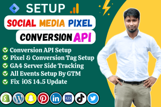 setup tiktok pixel, pinterest tag,meta, snapchat, linkedin conversion API by GTM