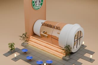 3d stall low poly design for your product and social media