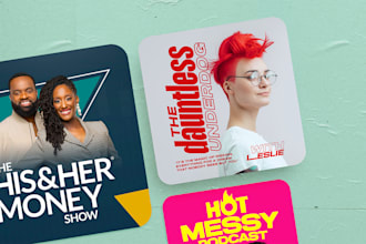 create a professional podcast logo and cover art