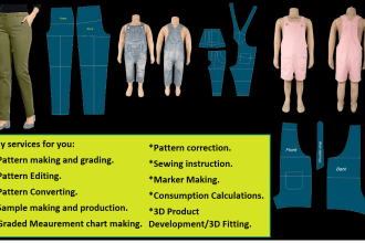 create custom sewing patterns and grading in PDF and dxf formats