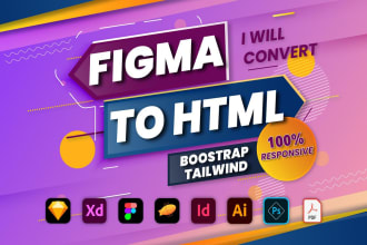 convert figma to html, psd to html bootstrap 5 tailwind css