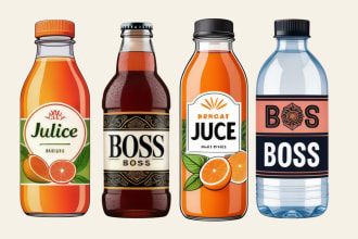 juice liquid, beverage and water label design