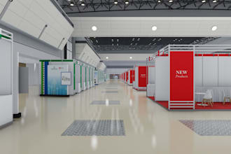 make any exhibition hall 3d modeling and walkthrough render