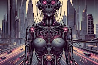 illustrate cyberpunk cyborg art
