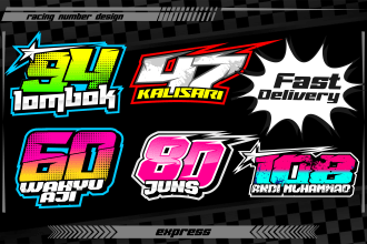 create amazing racing number, nascar, drag race and car wash design