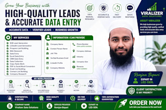 do b2b lead generation, linkedin lead generation, web research, and data entry