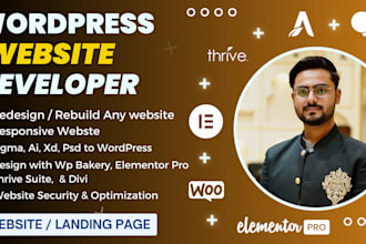 develop wordpress website, blog with wpbakery, divi and elementor pro