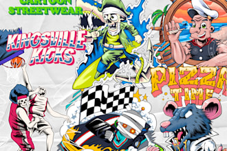 draw cartoon streetwear for your clothing brand design