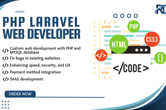 fix and develop static website or custom php or laravel website with mysql