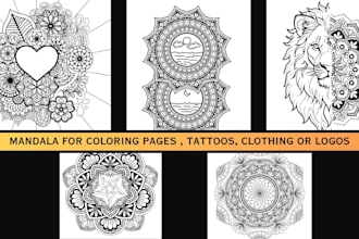 design mandalas for coloring pages, tattoos, logo, clothes