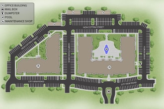 draw from scratch and render landscape site plan, master plan, real state plan