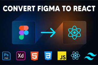 convert figma to react, psd to react using tailwind css