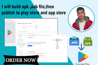 build apk ,aab file,then publish to play store and app store