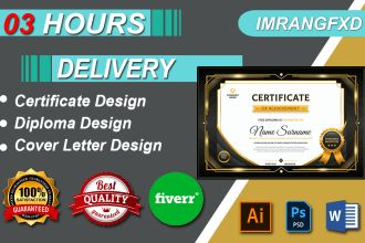 design custom certificate, diploma, cover letter, and award