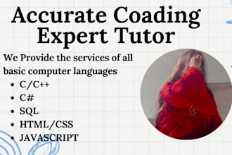 be your expert coading tutor HTML css javascript c sql