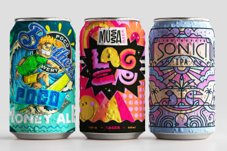 do custom beer can wine bottle label packaging logo design
