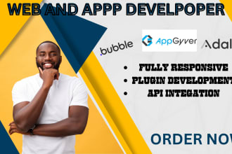 develop your bubble adalo app, bubble io web app, adalo flutterflow mobile app
