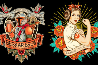create hand drawn style illustrated t shirt designs