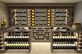 create high quality 3d bar, retail store and wine cellar