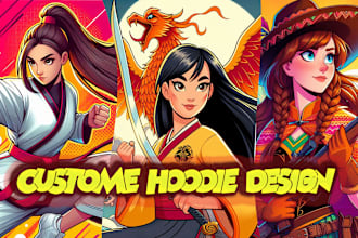 do trendy custom graphic cartoon t shirt and hoodie design with midjourney