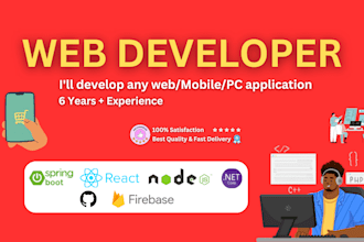 develop and fix react, java spring boot, node js web applications