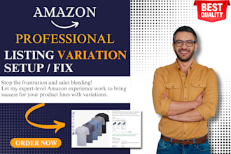 setup or fix amazon product variation parent child listings