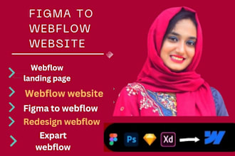 can design figma to webflow or webflow website and webflow landing page