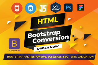 convert PSD to HTML, figma to HTML, xd to HTML CSS bootstrap responsive website