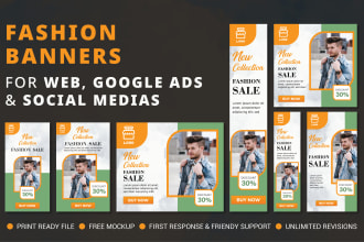 design display ads, web banner for adwords and social media post for your store