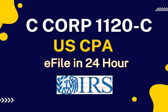 prepare c corp 1120 tax return with efiling in 9 hours