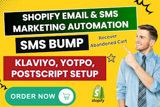setup shopify SMS email marketing flows klaviyo postscript yotpo avada expert